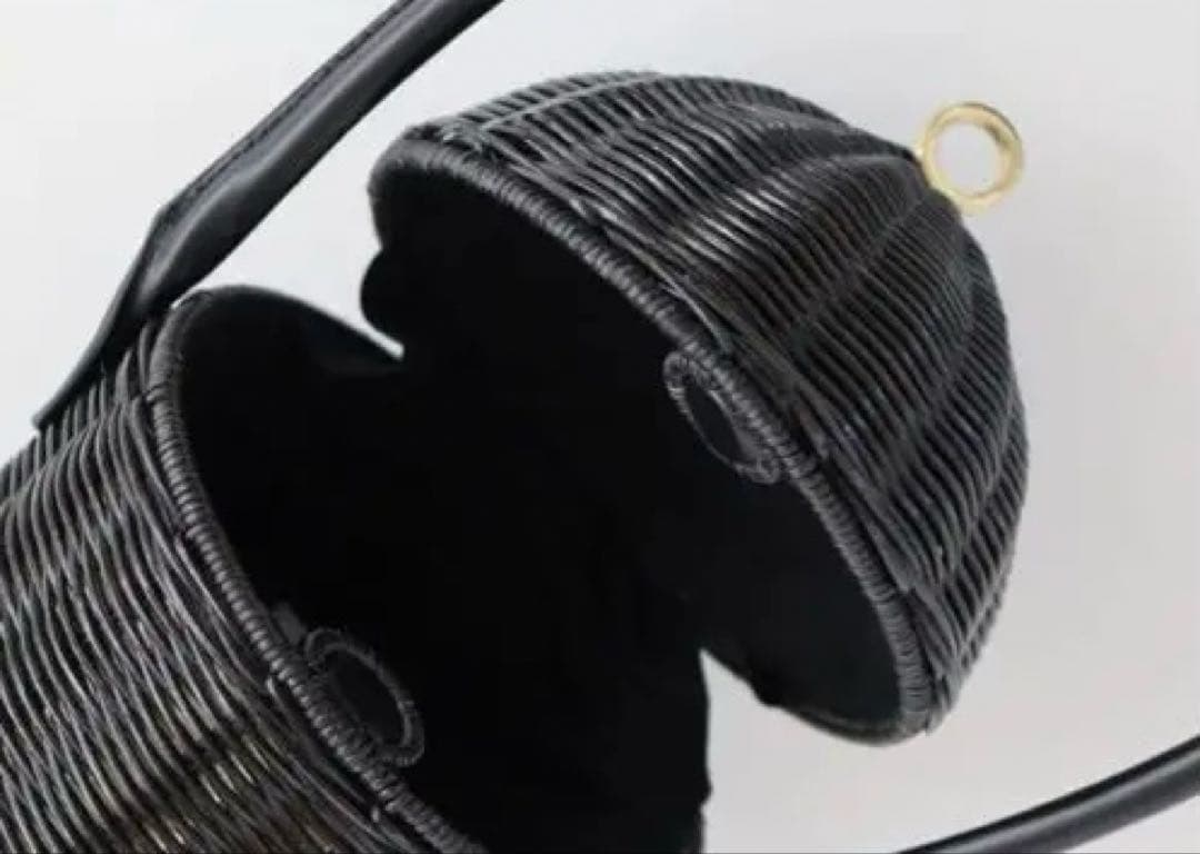 jingle どんぐりラタンバッグ　girlish カゴバック　ブラック