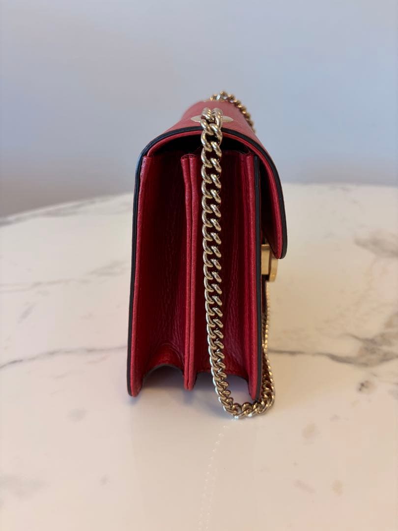 極美品✨GUCCI インターロッキング チェーンショルダーバッグ レッド