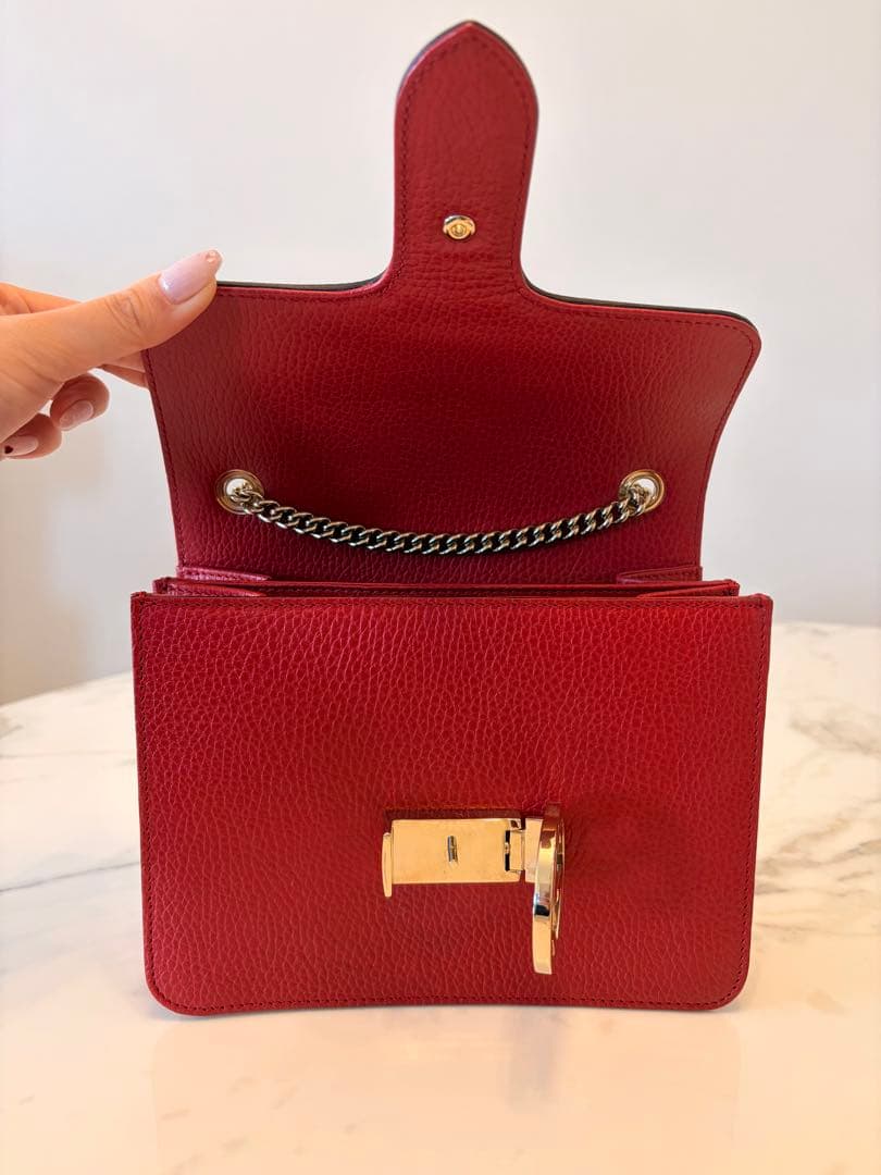 極美品✨GUCCI インターロッキング チェーンショルダーバッグ レッド