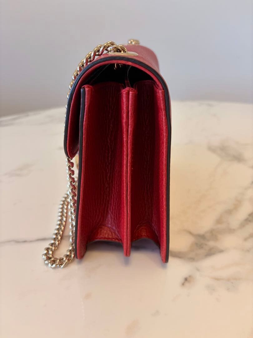 極美品✨GUCCI インターロッキング チェーンショルダーバッグ レッド