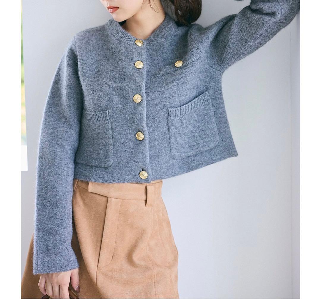 新品　未使用　ココディール　ニットジャケット　ニットカーディガン　ホワイト　白