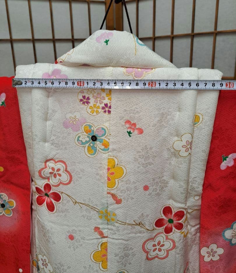 【七五三】三つ身・長襦袢・被布コート・髪飾り・巾着・草履　6点セット★足袋付き★