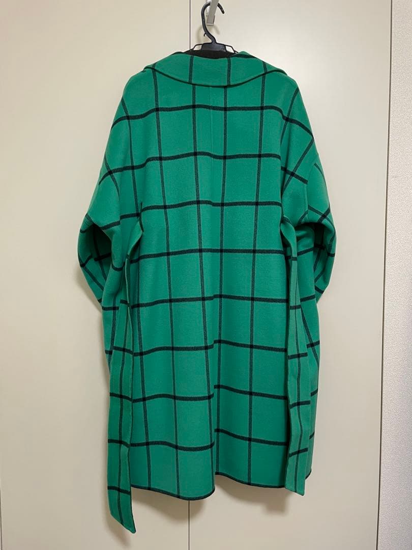 drawer ドロワー　緑 チェック チェスターコート ベルト付き　36