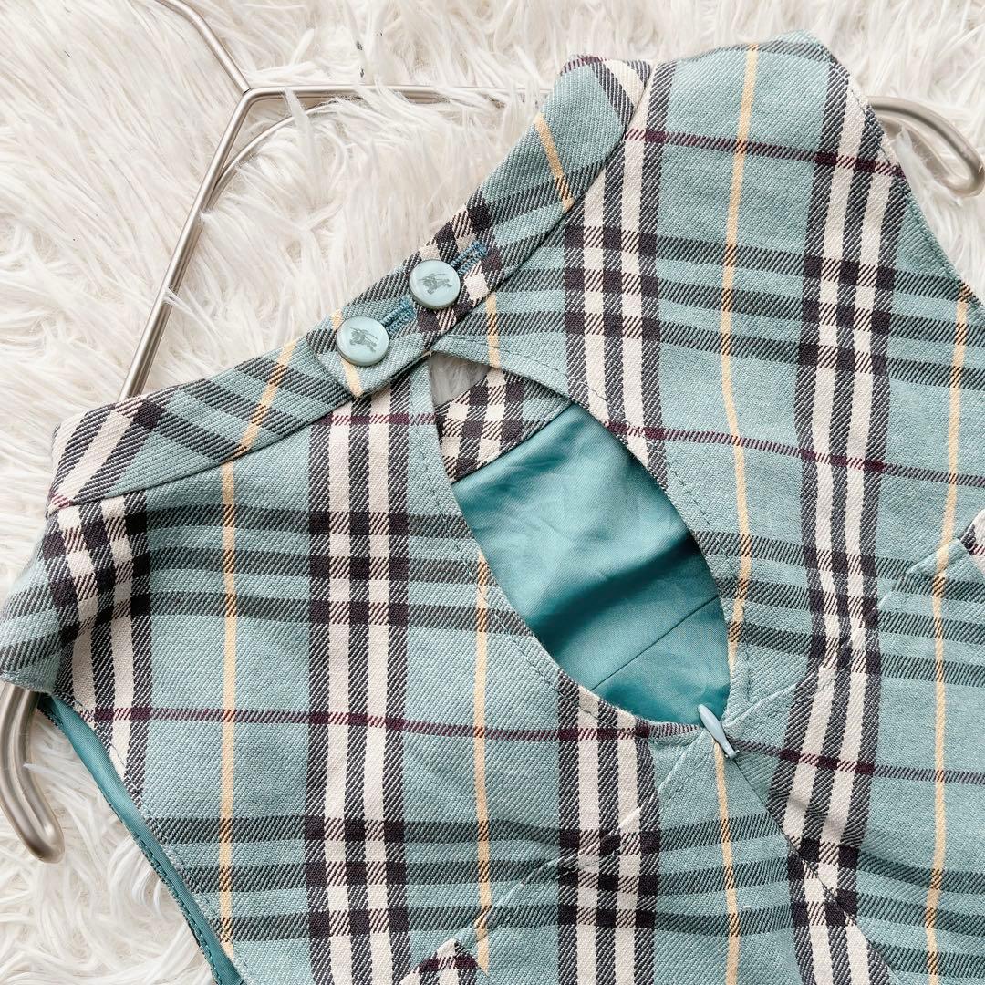 【美品】バーバリー ロングワンピース ノバチェック ロゴ刺繍 希少カラー 38