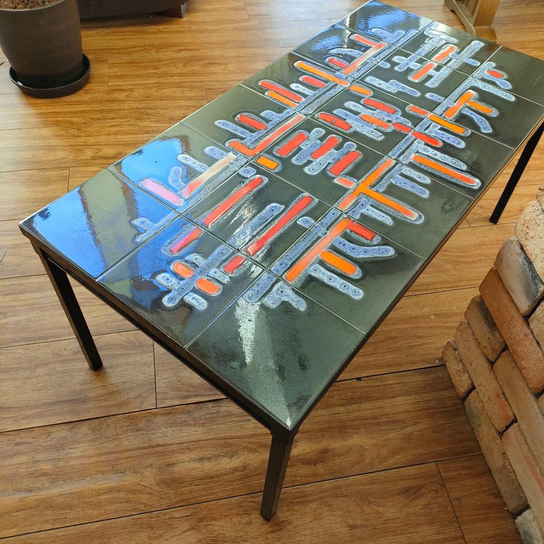 1960年代 ベルギー コーヒーテーブル 北欧モダン タイルトップ ヴィンテージ