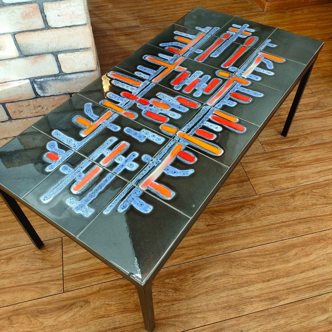 1960年代 ベルギー コーヒーテーブル 北欧モダン タイルトップ ヴィンテージ