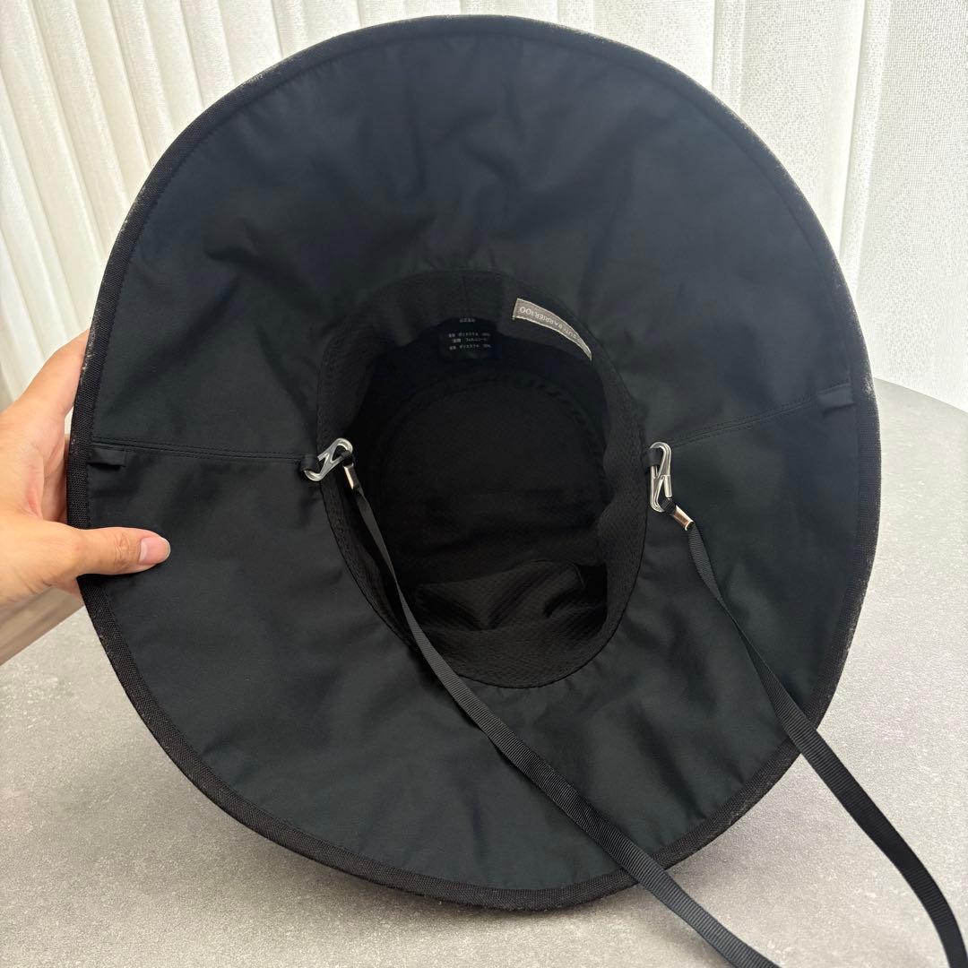 サンバリア 100 ナチュラルハット ブラック 黒 顎紐付き 完全遮光 UV