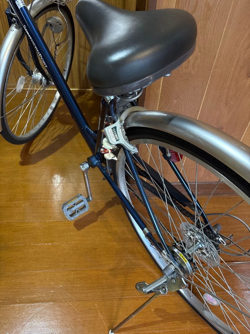 27インチシティサイクル ダークネイビー 前カゴ付き