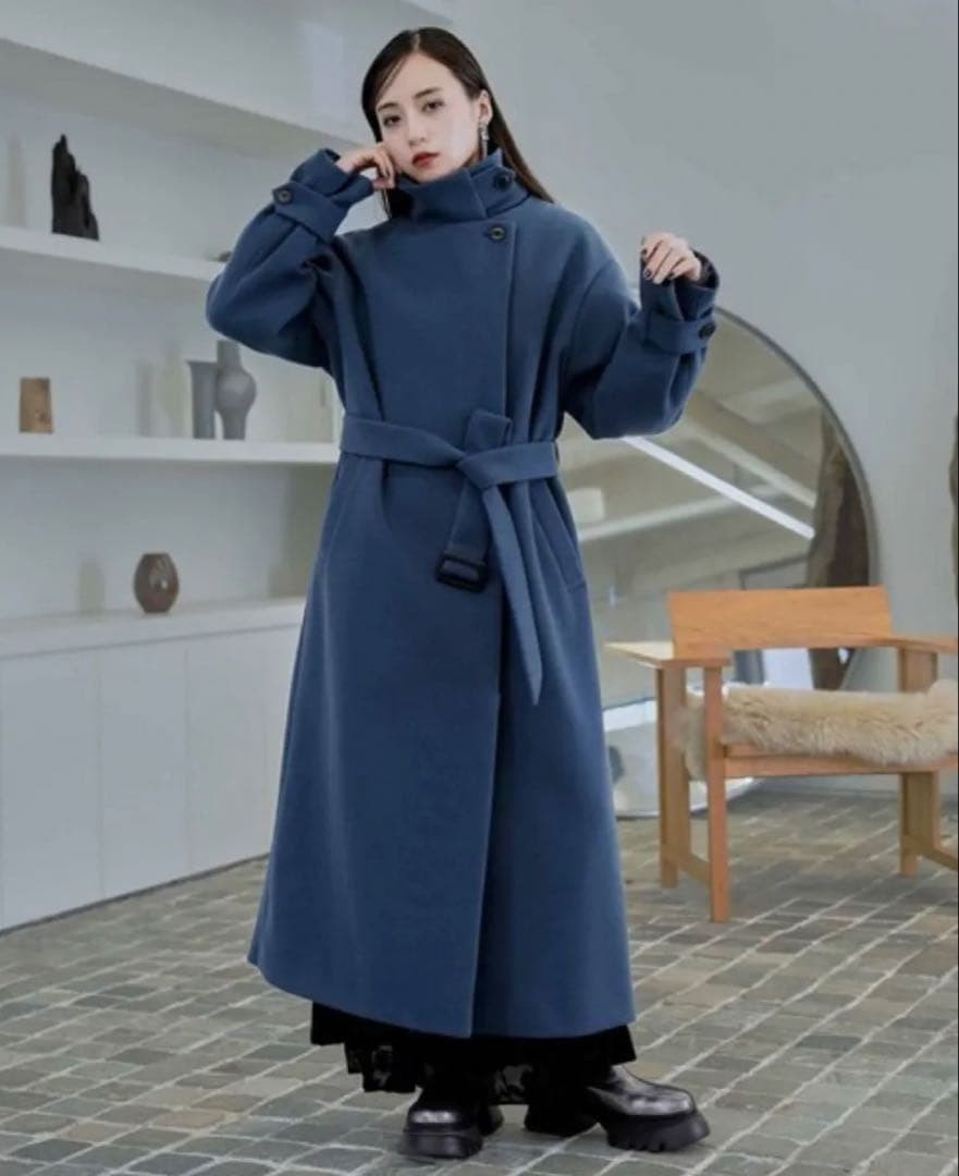 ウーリーテック2WAYスタンドコート　ブルー　ハレ