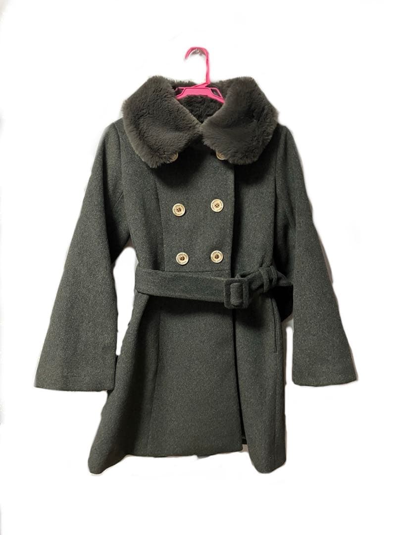 【即日発送】michellMacaron ケープファーコート ダークグレー