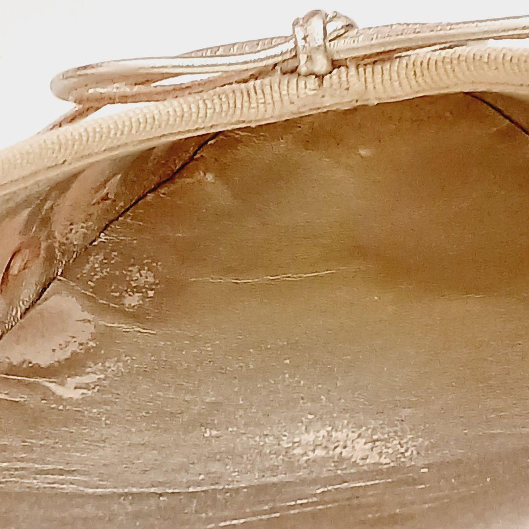 シャネル バレエシューズ ココマーク リボン フラットシューズ ゴールド