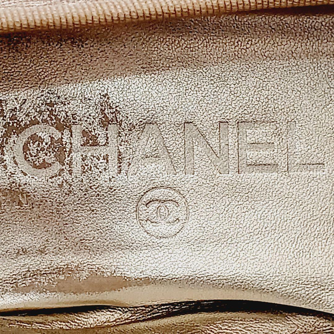 シャネル バレエシューズ ココマーク リボン フラットシューズ ゴールド