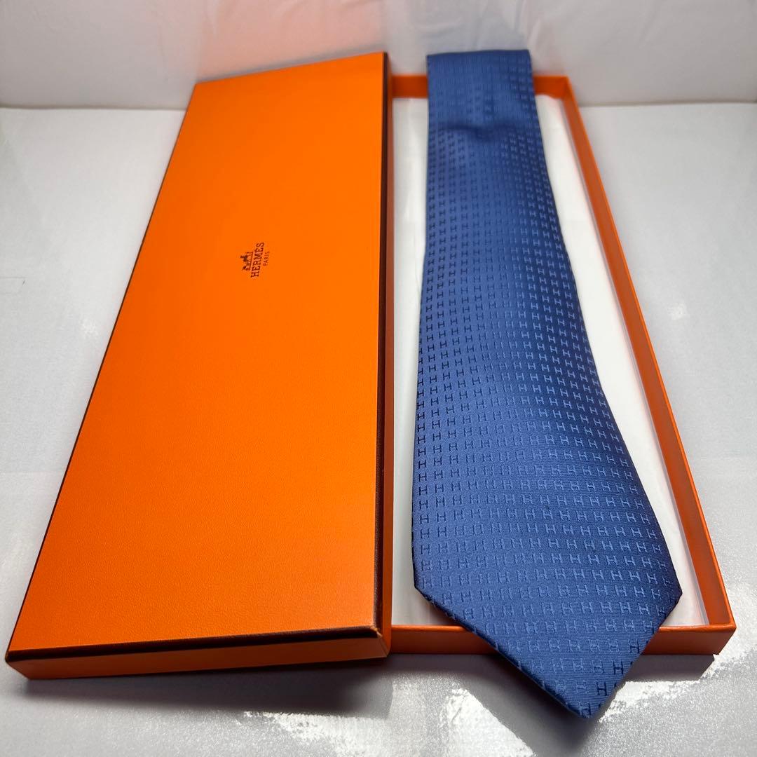 HERMES エルメス 美品 ネクタイ ファソネ H柄 H織 大人気 刺繍