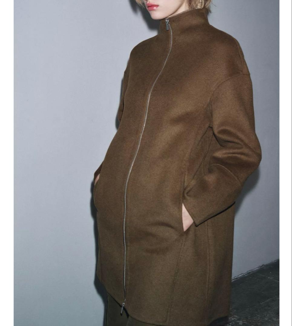 新品 ZW COLLECTION ケープディテールウールコート M カーキ