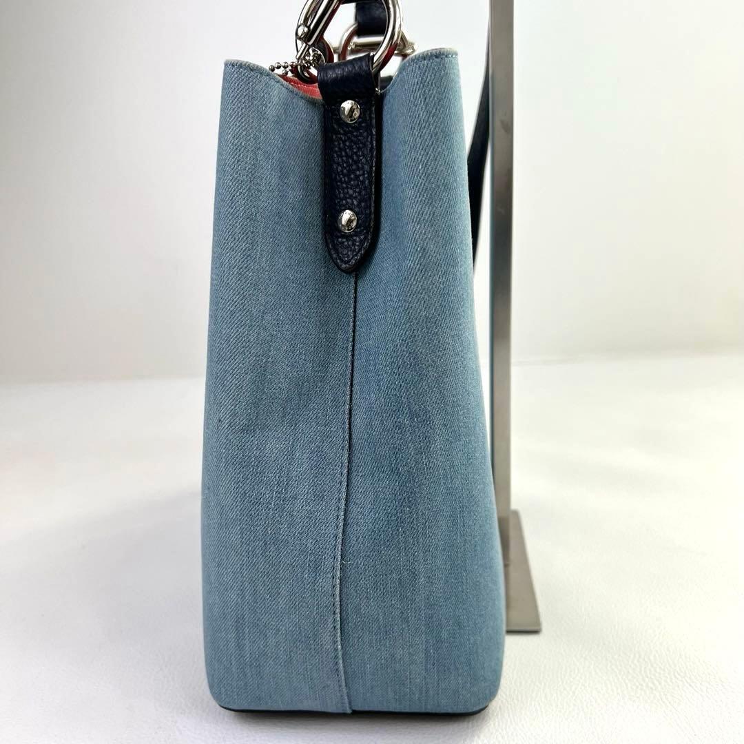 【2way✨デニム】COACH モリーバケット ショルダーバッグ レザー ブルー