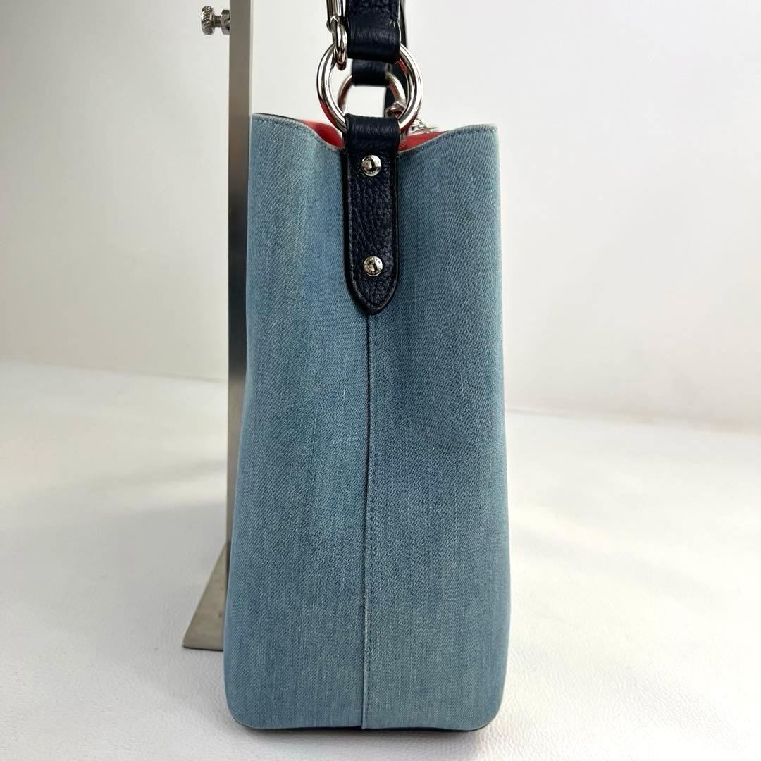 【2way✨デニム】COACH モリーバケット ショルダーバッグ レザー ブルー