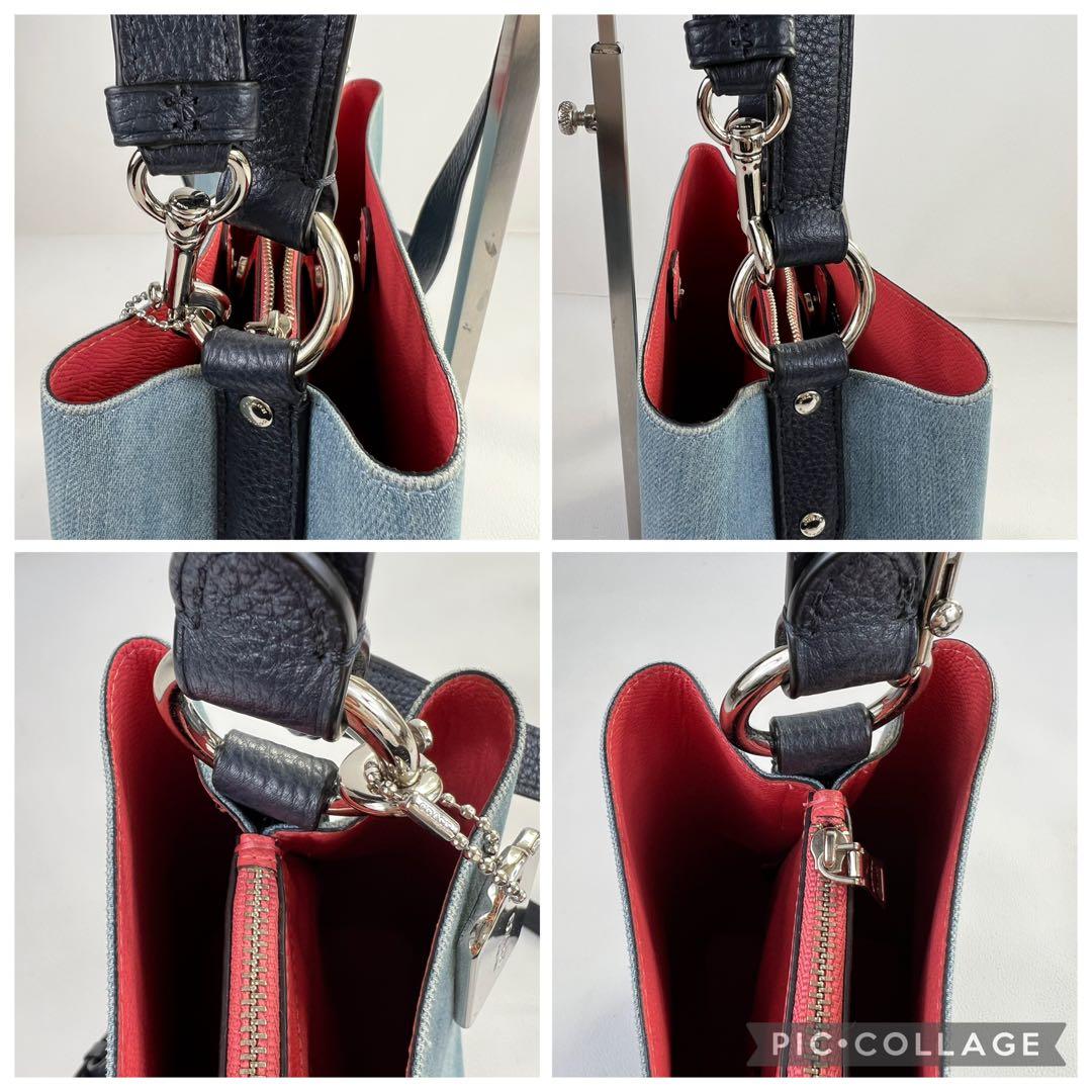 【2way✨デニム】COACH モリーバケット ショルダーバッグ レザー ブルー