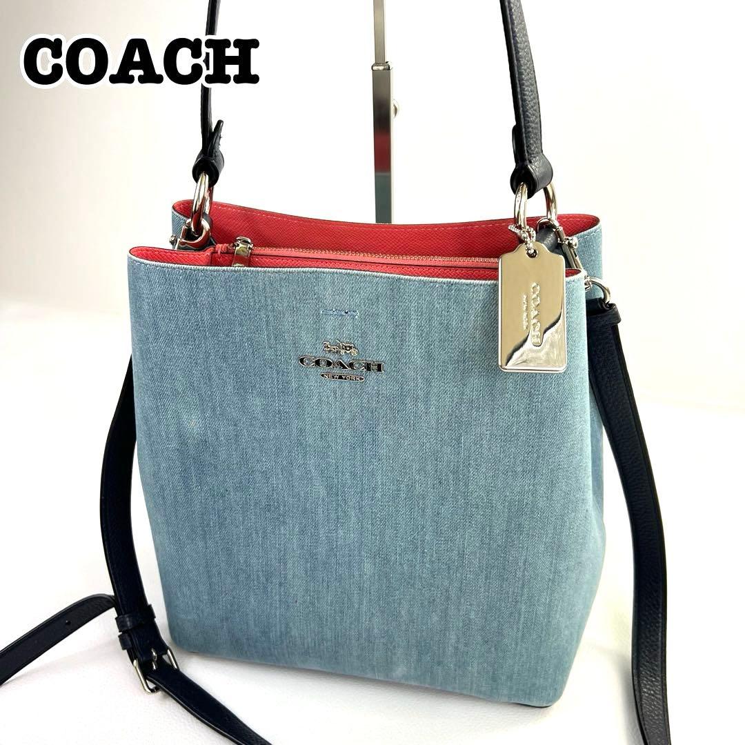 【2way✨デニム】COACH モリーバケット ショルダーバッグ レザー ブルー