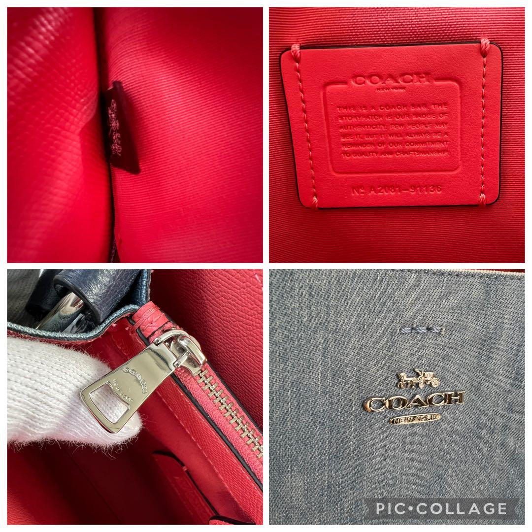 【2way✨デニム】COACH モリーバケット ショルダーバッグ レザー ブルー