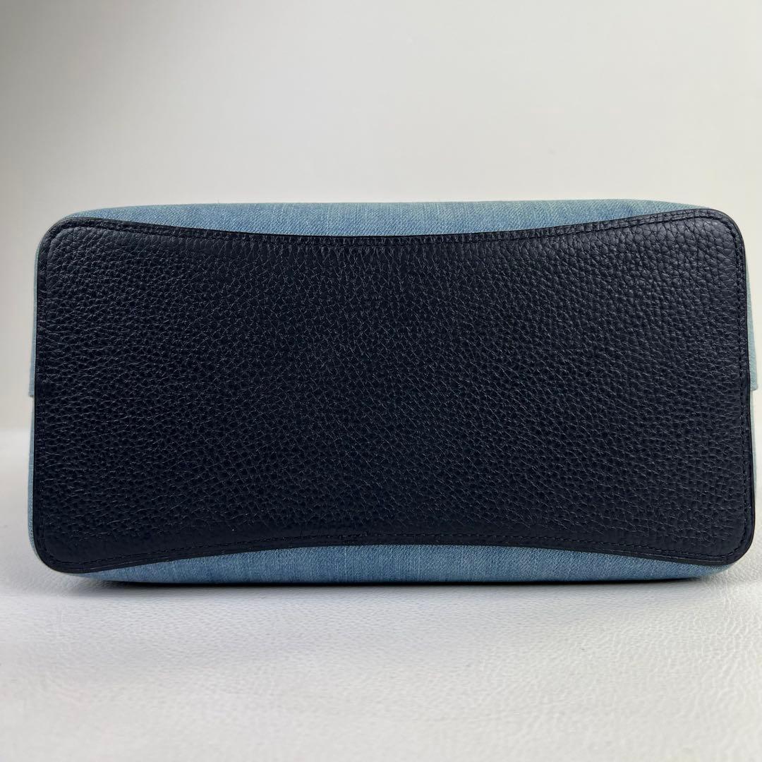 【2way✨デニム】COACH モリーバケット ショルダーバッグ レザー ブルー