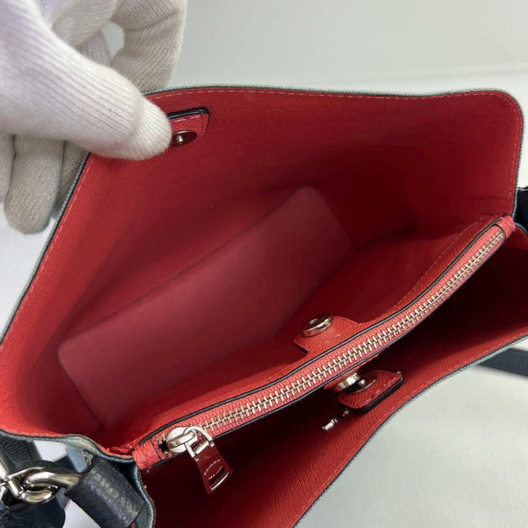 【2way✨デニム】COACH モリーバケット ショルダーバッグ レザー ブルー