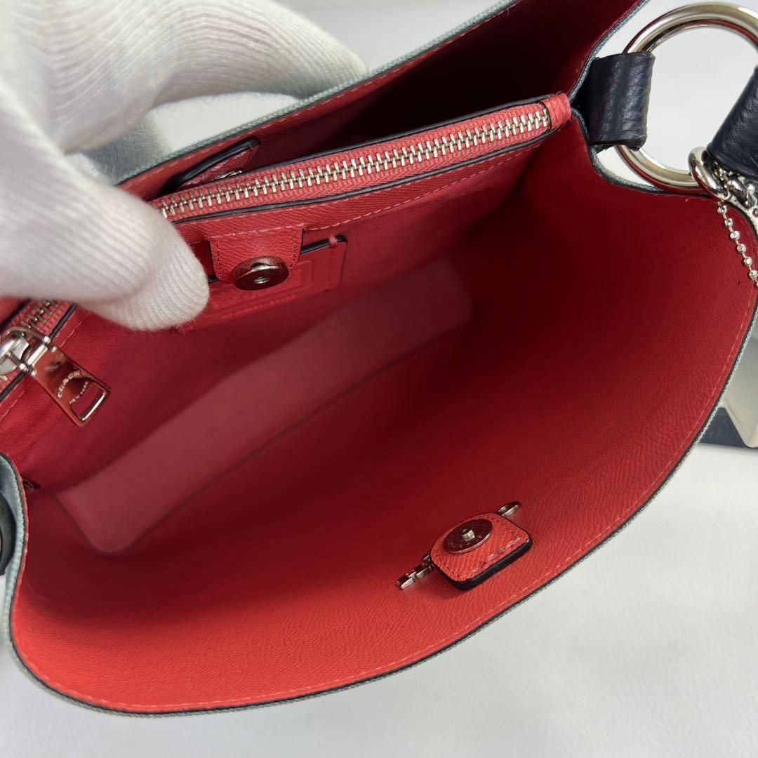 【2way✨デニム】COACH モリーバケット ショルダーバッグ レザー ブルー