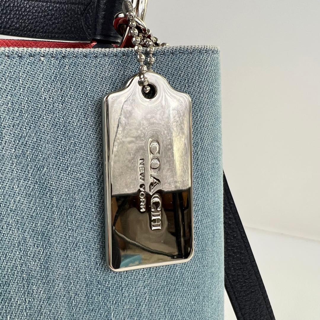 【2way✨デニム】COACH モリーバケット ショルダーバッグ レザー ブルー