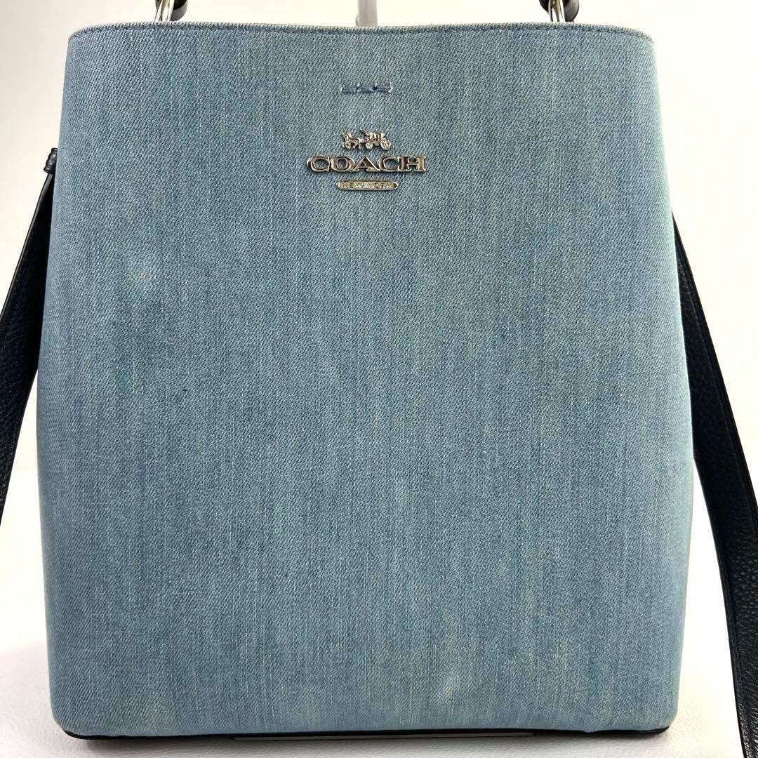 【2way✨デニム】COACH モリーバケット ショルダーバッグ レザー ブルー