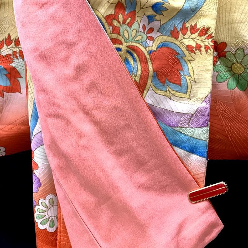 501ag30□七五三 七歳 女児 着物&袋帯&長襦袢 束ね熨斗 桐□状態良好