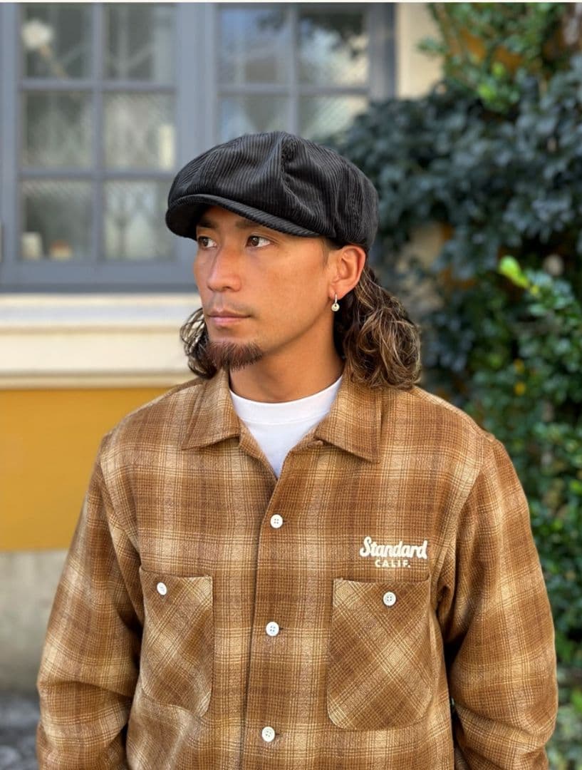 黒M スタンダードカリフォルニア Corduroy News Boy Cap