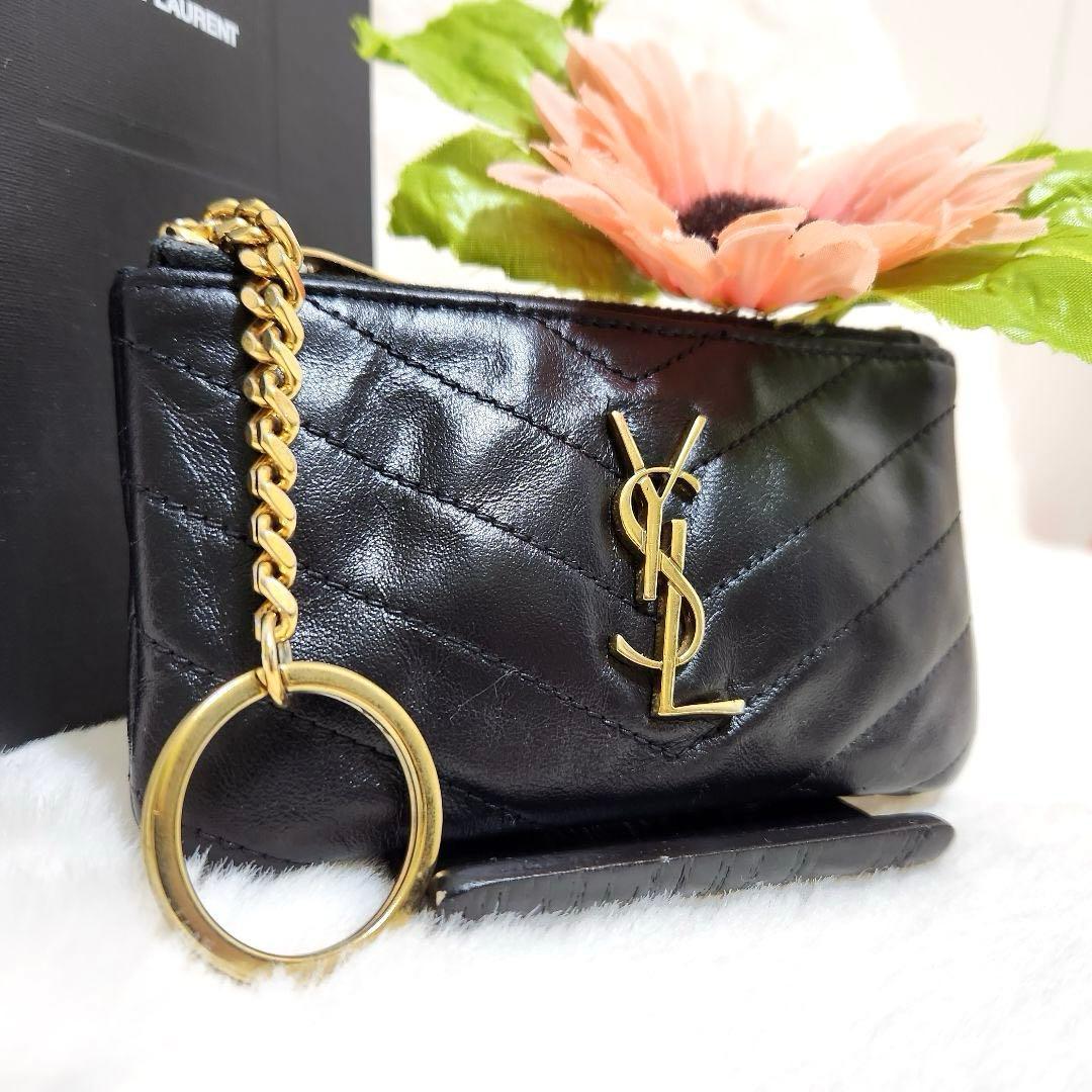 ✨美品✨サンローラン　ケース　小銭入れ　キーリング　カサンドラ　ブラック