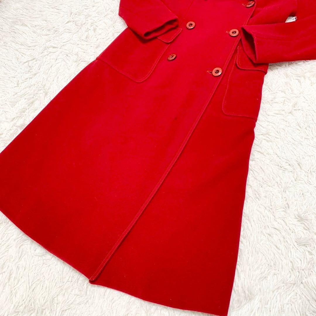 未使用級 フェンディ チェスターコート ロング 赤 ダブルブレスト 40 Ｌ相当