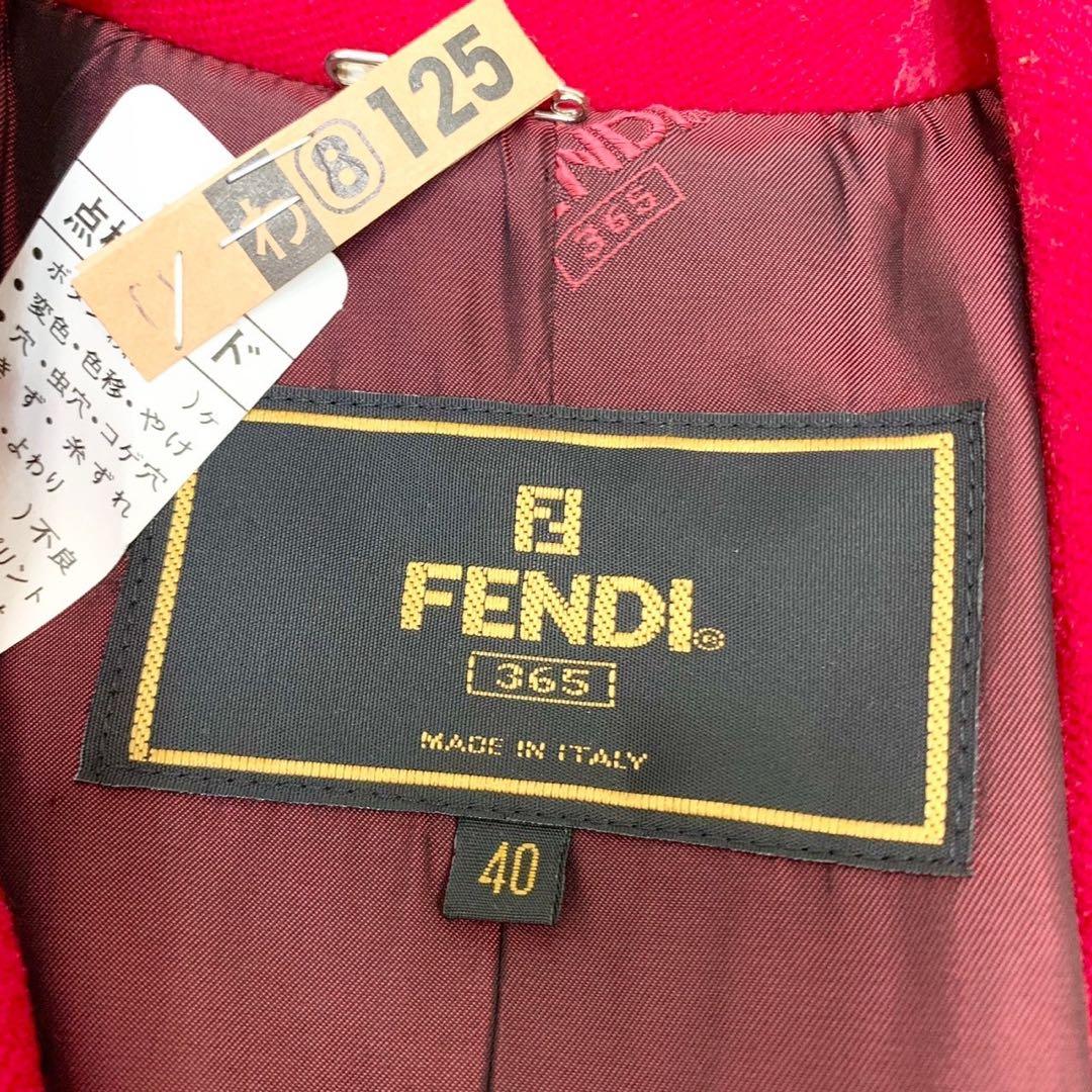 未使用級 フェンディ チェスターコート ロング 赤 ダブルブレスト 40 Ｌ相当