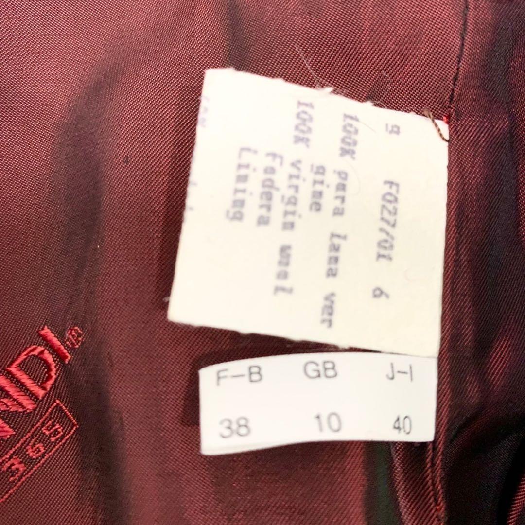 未使用級 フェンディ チェスターコート ロング 赤 ダブルブレスト 40 Ｌ相当