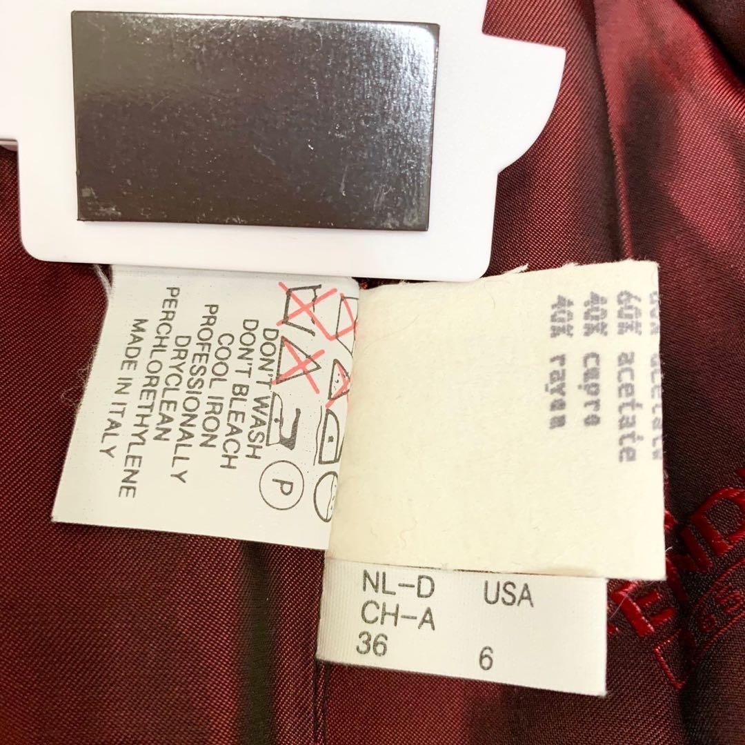 未使用級 フェンディ チェスターコート ロング 赤 ダブルブレスト 40 Ｌ相当