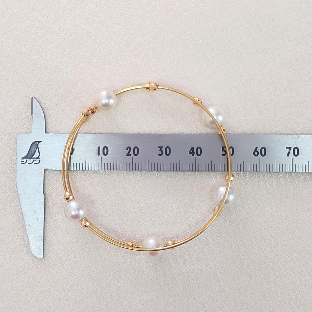 K18 あこや真珠 バングル