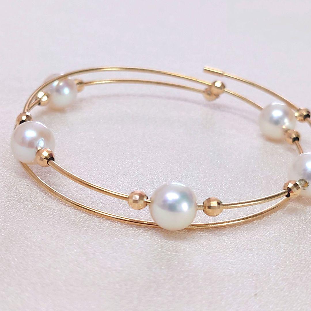 K18 あこや真珠 バングル