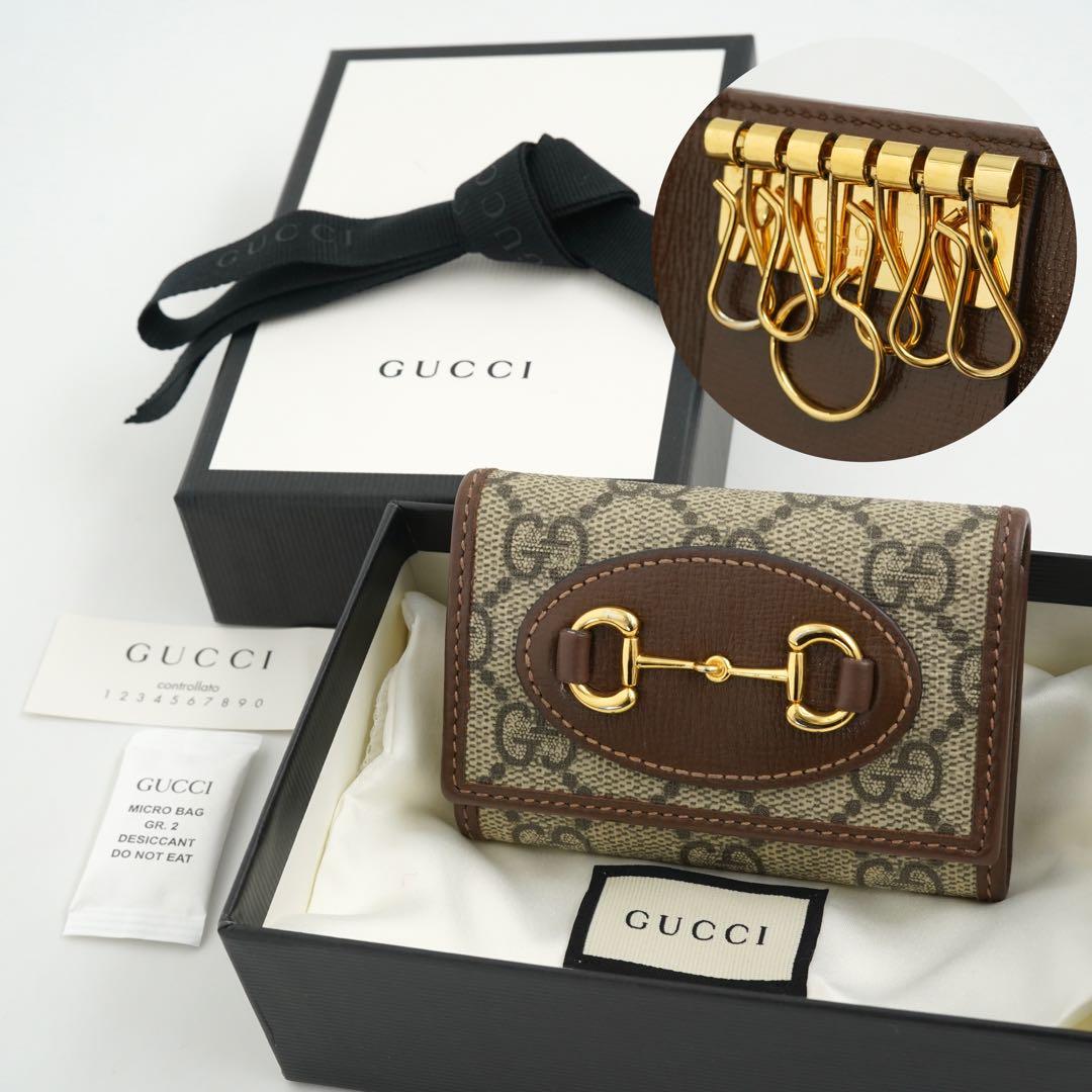 ✨箱保存袋付き・未使用に近い✨グッチ　キーケース　ホースビット　GGスプリーム