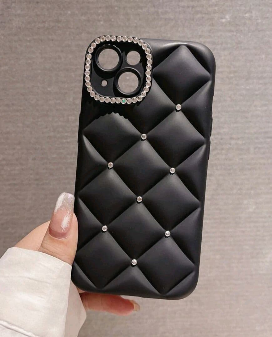 ブラック キルティング iPhoneケース
