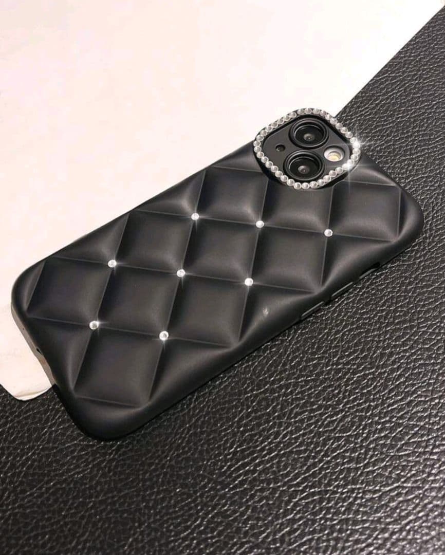 ブラック キルティング iPhoneケース