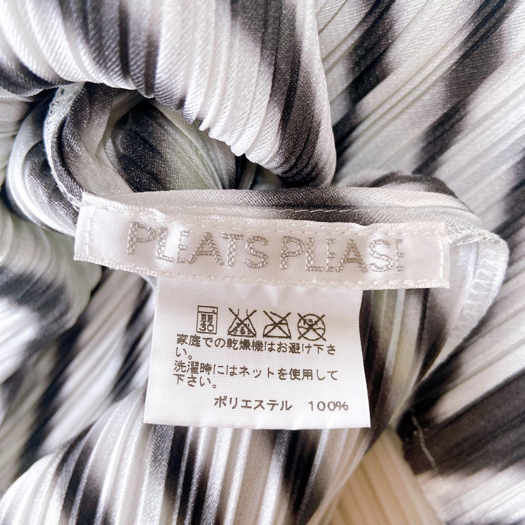 美品　プリーツプリーズ　ボーダーグラデーションチュニックワンピース　L