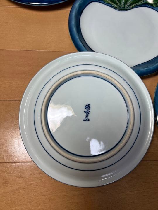 572 源右衛門窯 銘々皿 染錦蕪絵　5客　未使用