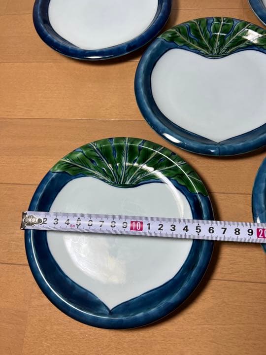 572 源右衛門窯 銘々皿 染錦蕪絵　5客　未使用