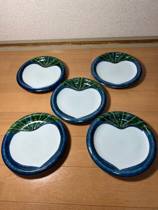 572 源右衛門窯 銘々皿 染錦蕪絵　5客　未使用