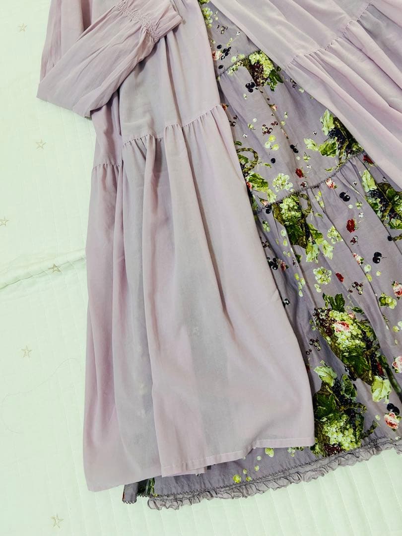 ピンクハウス　ワンピース　ダブリエ　長袖　紫　シアー