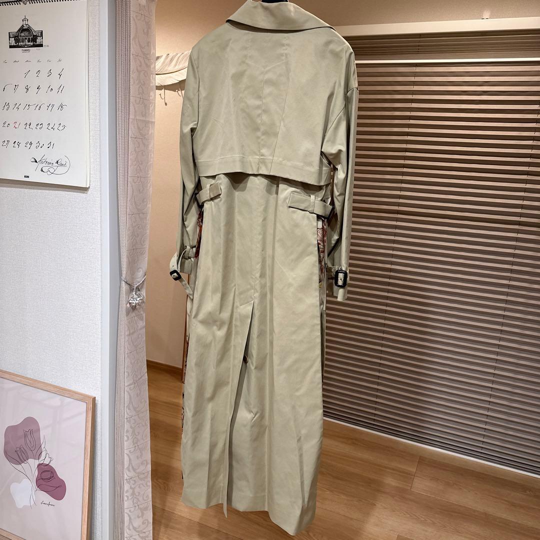 AULA サイド異素材プリーツ　トレンチコート