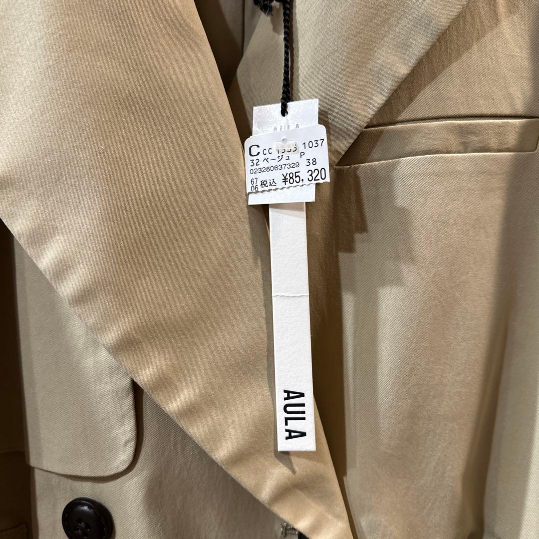 AULA サイド異素材プリーツ　トレンチコート