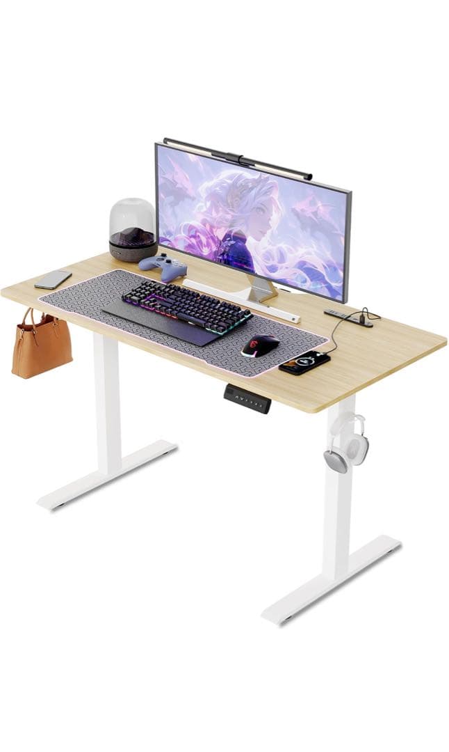 【新品未使用】ゲーミングデスク 電動 昇降式デスク USBコンセント付き