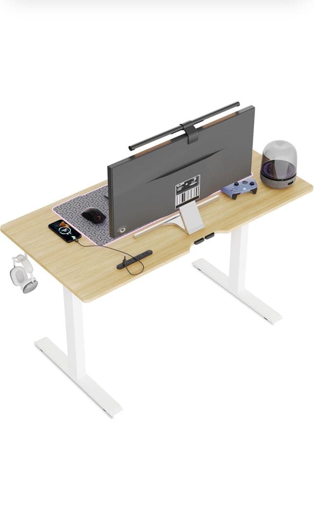 【新品未使用】ゲーミングデスク 電動 昇降式デスク USBコンセント付き