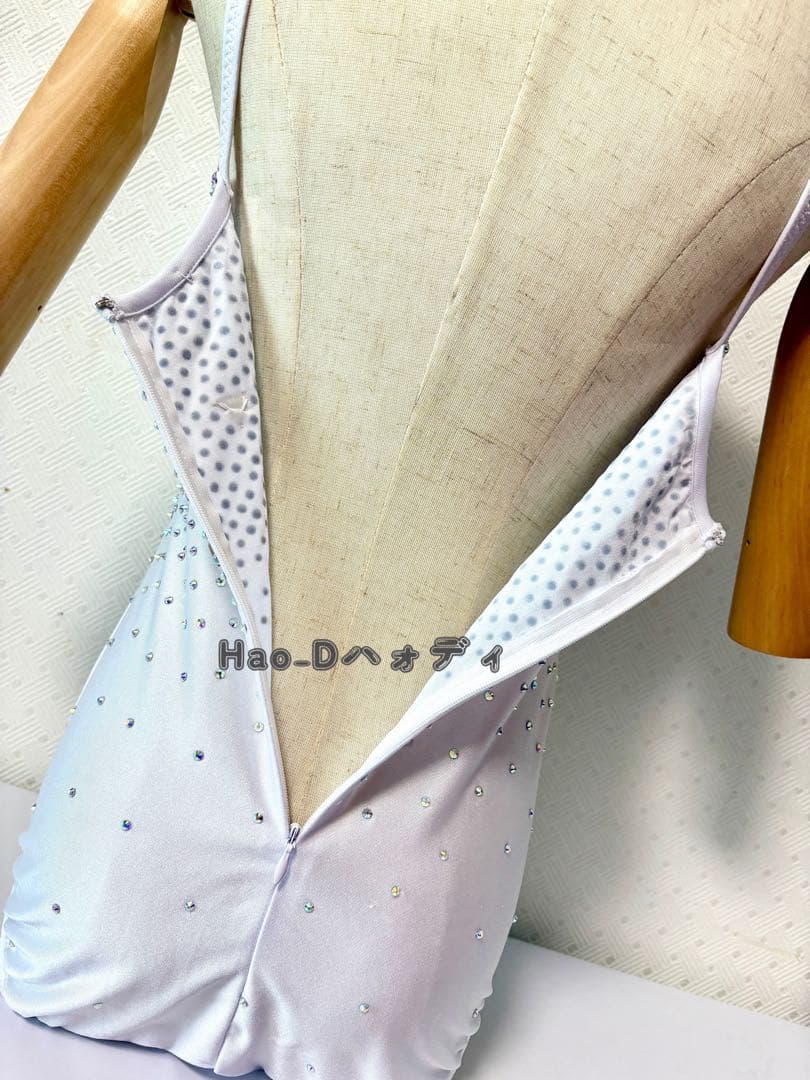 新品★ストーン付き★白&オーロラ★レオタード★胸パットあり★社交ダンス★ショー